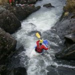 Photo of the Owenroe river in County Kerry Ireland. Pictures of Irish whitewater kayaking and canoeing. The Owenroe S bend. Photo by Daragh Fitgerald