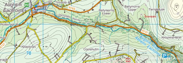 Map to Aughrim River - Aughrim river