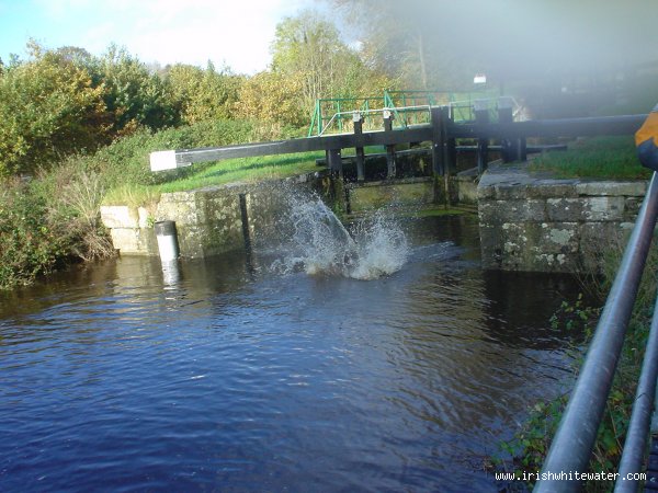  Barrow River - launching off the bottom lck gate at clashganny in high water