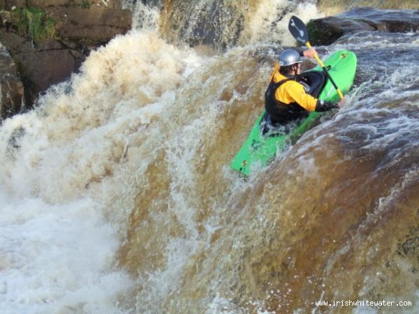  Bunduff River - Dan Griffin nearly to the top of the drop ;-)