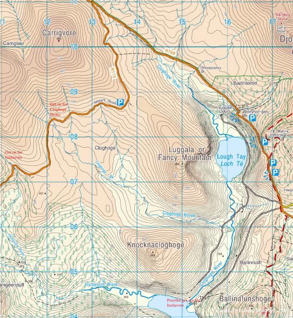 Map to Inchavore River - Get on and get out for Inchavore river. 