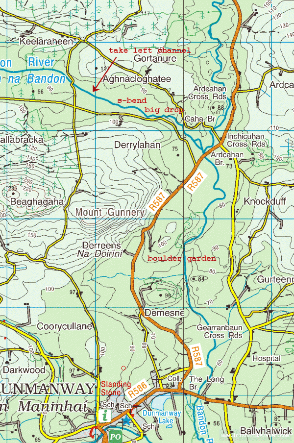 Map to Upper Bandon River - Upper Bandon Map, Credit goes to UCC for this. 