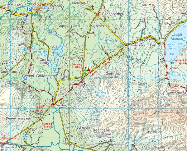 Map to Caragh, Upper River - Upper Caragh
