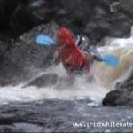 Photo of the Mahon river in County Waterford Ireland. Pictures of Irish whitewater kayaking and canoeing. Me nailing a rock at the end of a drop. Photo by paddymcc