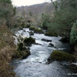 Photo of the Upper Lee river in County Cork Ireland. Pictures of Irish whitewater kayaking and canoeing. downstream from bridge (low water). Photo by John Fehilly