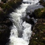 Photo of the Upper Lee river in County Cork Ireland. Pictures of Irish whitewater kayaking and canoeing. big drop (low water). Photo by John Fehilly