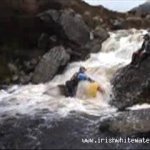 Photo of the Mahon river in County Waterford Ireland. Pictures of Irish whitewater kayaking and canoeing. boat pinned under drop took an hour to get it out not many anchor points bar one or 2 boulders. Photo by paddymcc