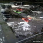 Photo of the Ulster Blackwater (Benburb Section) in County Tyrone Ireland. Pictures of Irish whitewater kayaking and canoeing. the steps , very low water.. Photo by keith bradley