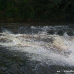 Photo of the Ulster Blackwater (Benburb Section) in County Tyrone Ireland. Pictures of Irish whitewater kayaking and canoeing. The V weir , low water.. Photo by keith bradley