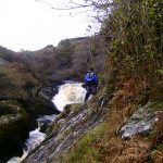 Photo of the Owenaher river in County Sligo Ireland. Pictures of Irish whitewater kayaking and canoeing. Below Bottom Drop exit rapids. Photo by Alan Judge