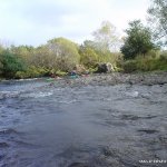 Photo of the Gearhameen river in County Kerry Ireland. Pictures of Irish whitewater kayaking and canoeing. Conor O'Callaghan, Main Falls, Low Water. Photo by Tony Walsh