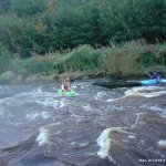 Photo of the Barrow river in County Carlow Ireland. Pictures of Irish whitewater kayaking and canoeing. rapids river left or the V wier at clashganny medium - high water. Photo by michael flynn