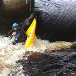 Photo of the Boluisce river in County Galway Ireland. Pictures of Irish whitewater kayaking and canoeing.  Donnacha Quilty at the   hole, at the Dam, at the top of the river.. Photo by Seanie Byrne