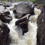Photo of the Glenacally river in County Mayo Ireland. Pictures of Irish whitewater kayaking and canoeing. Manky drop looking upstream. Photo by Graham 'pinning is cool' Clarke