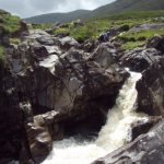 Photo of the Glenacally river in County Mayo Ireland. Pictures of Irish whitewater kayaking and canoeing. Scouting the teacups. Low water. Photo by Graham 'pinning is cool' Clarke