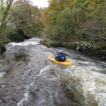 Photo of the Nire river in County Waterford Ireland. Pictures of Irish whitewater kayaking and canoeing. the view toward the bends through the little gorge that follow the main rapid. Photo by Michael Flynn
