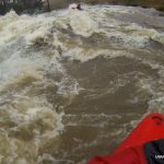 Photo of the Erriff river in County Mayo Ireland. Pictures of Irish whitewater kayaking and canoeing. The rapid above the falls at 3 meters on the gauge. Photo by Barry Loughnane