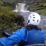 Photo of the Srahnalong river in County Mayo Ireland. Pictures of Irish whitewater kayaking and canoeing. Tom Cluskey looking back up. Photo by JP