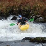 Photo of the Owenroe river in County Kerry Ireland. Pictures of Irish whitewater kayaking and canoeing. Kev on the Owenroe on low water. Photo by Conor Allen