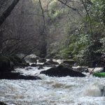 Photo of the Dargle river in County Wicklow Ireland. Pictures of Irish whitewater kayaking and canoeing. Boulder Garden. Photo by Aisling