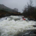Photo of the Gearhameen river in County Kerry Ireland. Pictures of Irish whitewater kayaking and canoeing. Killian Kelly - Left line on main falls. Photo by Mickey