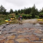 Photo of the Upper Owenglin river in County Galway Ireland. Pictures of Irish whitewater kayaking and canoeing. The Forestry Put In crossing at a Low level. . Photo by Ross Lynch
