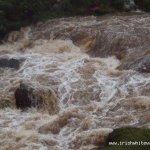 Photo of the Bunhowna river in County Mayo Ireland. Pictures of Irish whitewater kayaking and canoeing. First rapid.High water. Photo by Graham Clarke