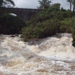 Photo of the Bunhowna river in County Mayo Ireland. Pictures of Irish whitewater kayaking and canoeing. Final set of rapids.Either river left or right is good.High water. Photo by Graham Clarke