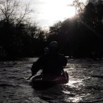Photo of the Avonmore (Annamoe) river in County Wicklow Ireland. Pictures of Irish whitewater kayaking and canoeing. evening run on the Avonmore. Photo by steve fahy