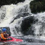 Photo of the Owengar river in County Cork Ireland. Pictures of Irish whitewater kayaking and canoeing. Bren below second drop. Photo by Sara