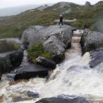 Photo of the Gweedore (Crolly) river in County Donegal Ireland. Pictures of Irish whitewater kayaking and canoeing. The slot at the top of the rapid. Photo by Stu Hamilton