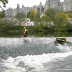 Photo of the Lee river in County Cork Ireland. Pictures of Irish whitewater kayaking and canoeing. Weir lowish water. Photo by OG