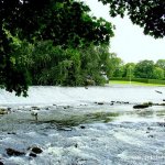 Photo of the Liffey river in County Dublin Ireland. Pictures of Irish whitewater kayaking and canoeing. islandbride weir lower end.