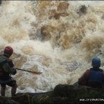 Photo of the Avonmore (Annamoe) river in County Wicklow Ireland. Pictures of Irish whitewater kayaking and canoeing. tullow k/c safety jaksons. Photo by steve