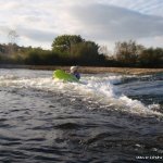 Photo of the Nore river in County Kilkenny Ireland. Pictures of Irish whitewater kayaking and canoeing. Low water at Green's Bridge Weir. Photo by Adrian