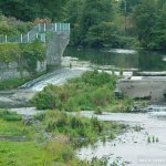 Photo of the Liffey river in County Dublin Ireland. Pictures of Irish whitewater kayaking and canoeing. Chicken Chute, Lucan Weir. Photo by John B