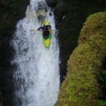 Photo of the O'Sullivans Cascades in County Kerry Ireland. Pictures of Irish whitewater kayaking and canoeing. 2nd drop on double drop. Photo by Colin Wong