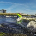 Photo of the Lower Corrib river in County Galway Ireland. Pictures of Irish whitewater kayaking and canoeing. Top hole. Photo by Barry Loughnane